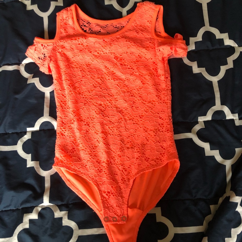 neon orange body suit